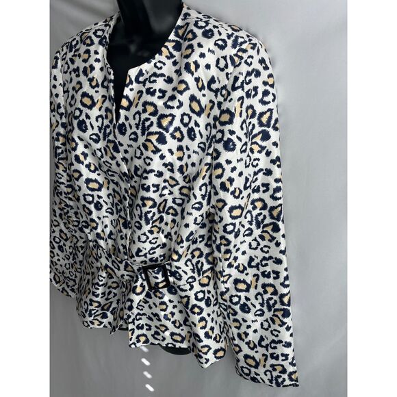 Allyson Cara Animal Print 90s Blazer Jacket Sze 12 White Cream Leopard Print 80s - Picture 3 of 10